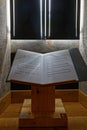 Explicative book in the lights of the Grande Chartreuse Monastery Royalty Free Stock Photo